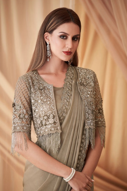 Sparkling Satin Georgette Saree