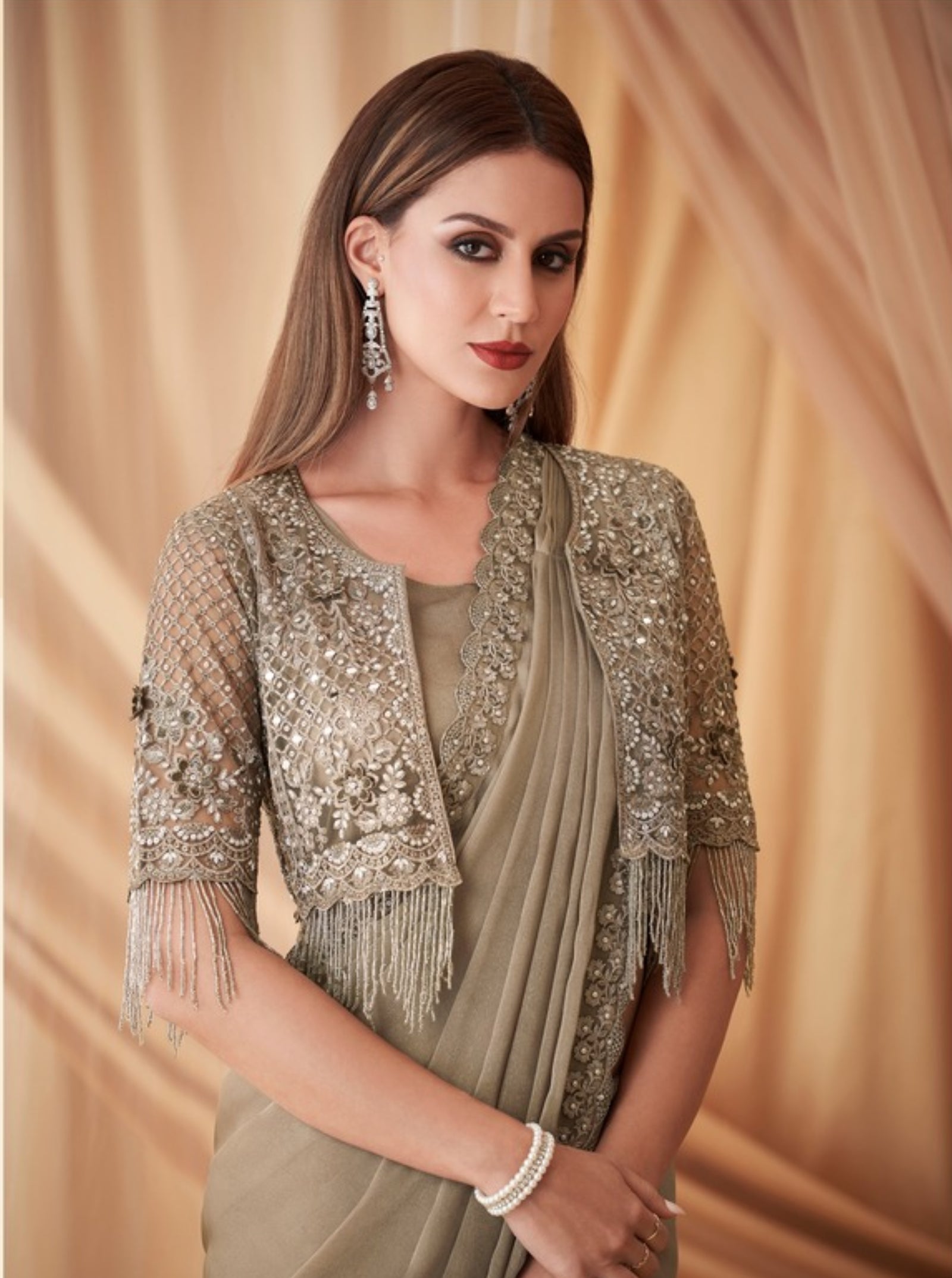 Sparkling Satin Georgette Saree