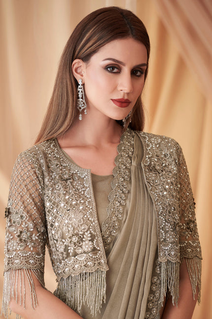 Sparkling Satin Georgette Saree