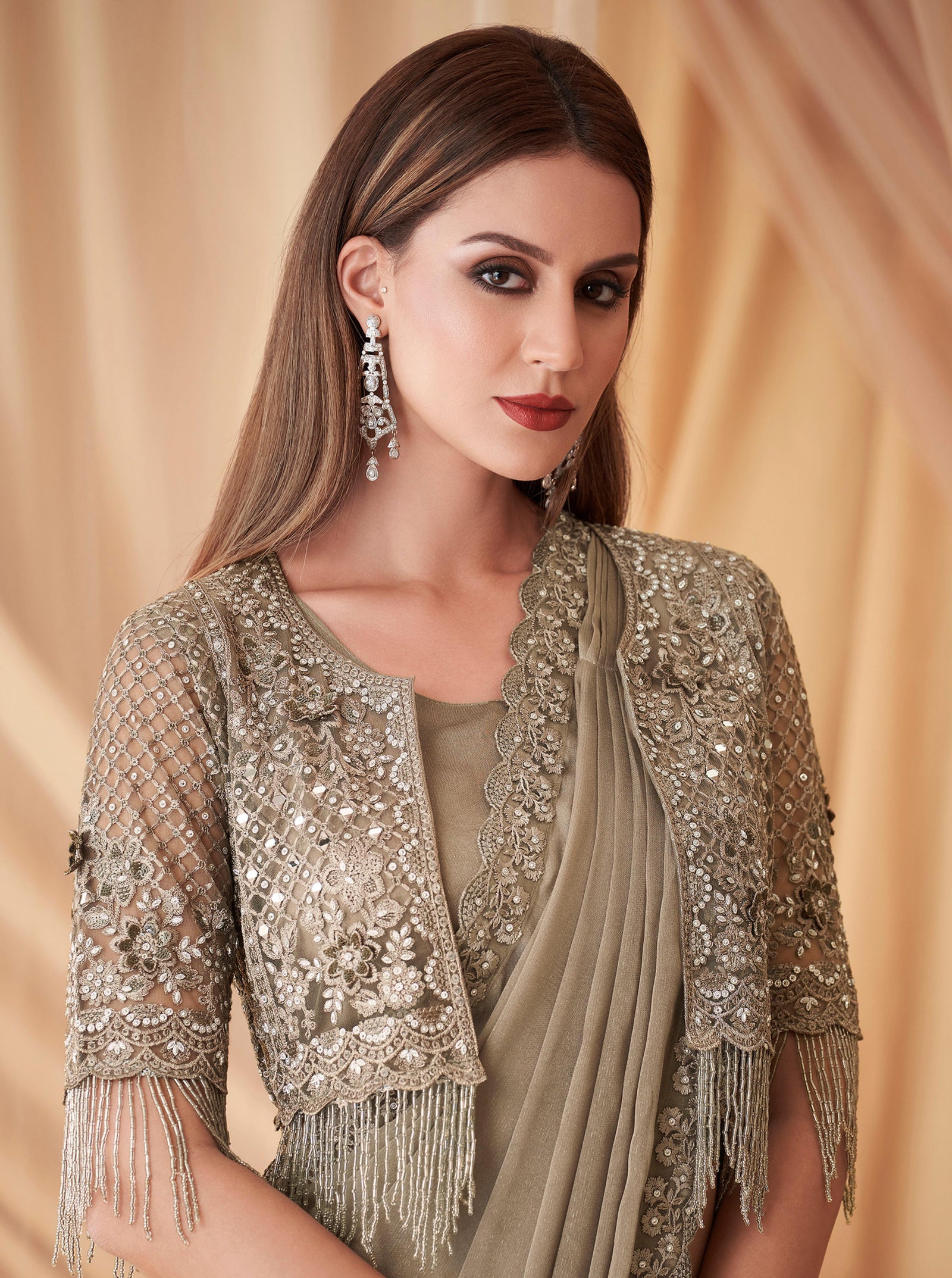 Sparkling Satin Georgette Saree