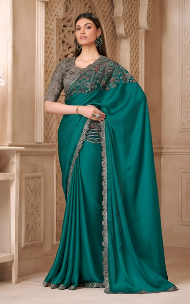 Fiona Satin Silk Saree with Tussar Silk Blouse