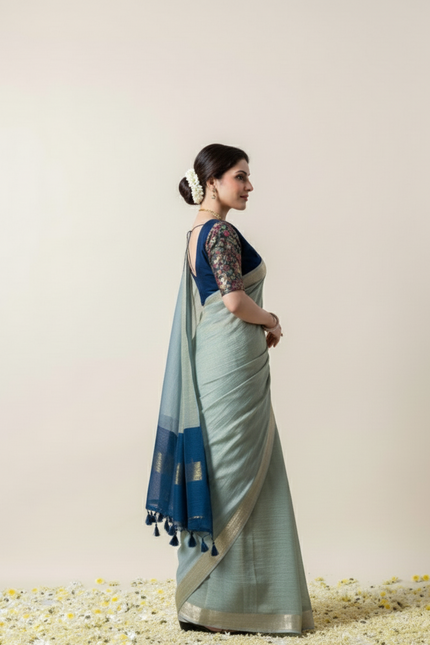 Moonlit Sage Tissue Organza Saree
