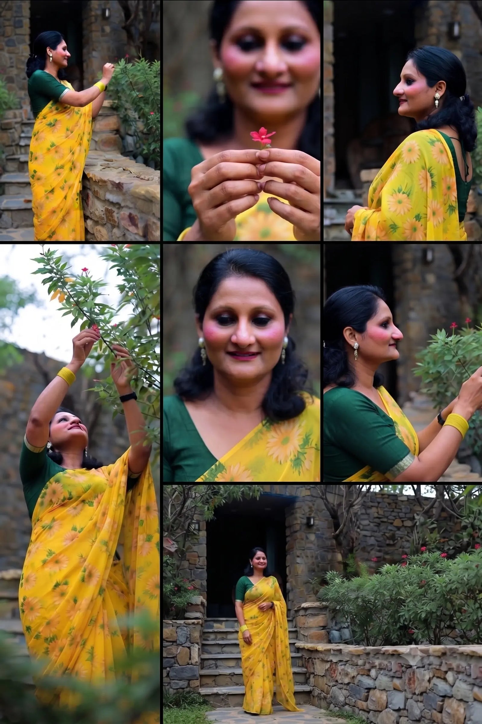 Yellow Floral Printed Weightless Saree, Daily Wear