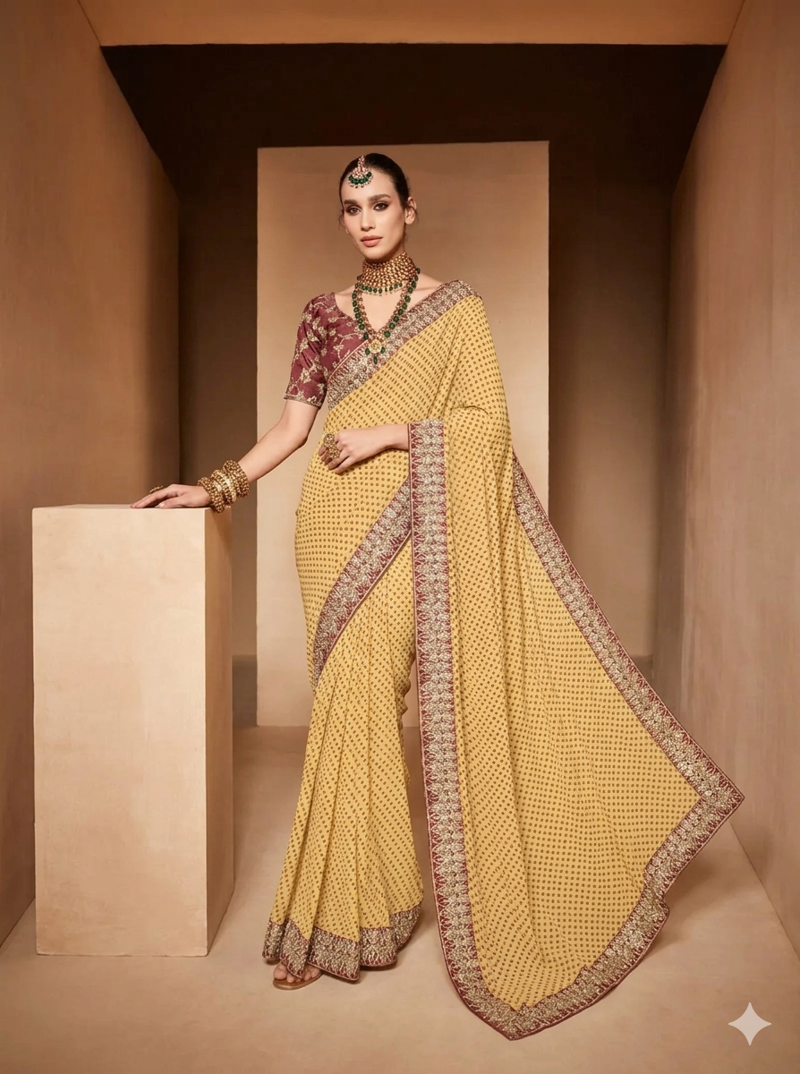 Georgette Saree with Designer Embroidery Blouse