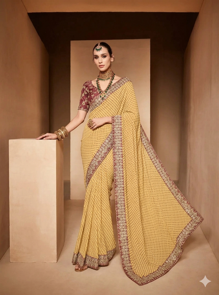 Georgette Saree with Designer Embroidery Blouse