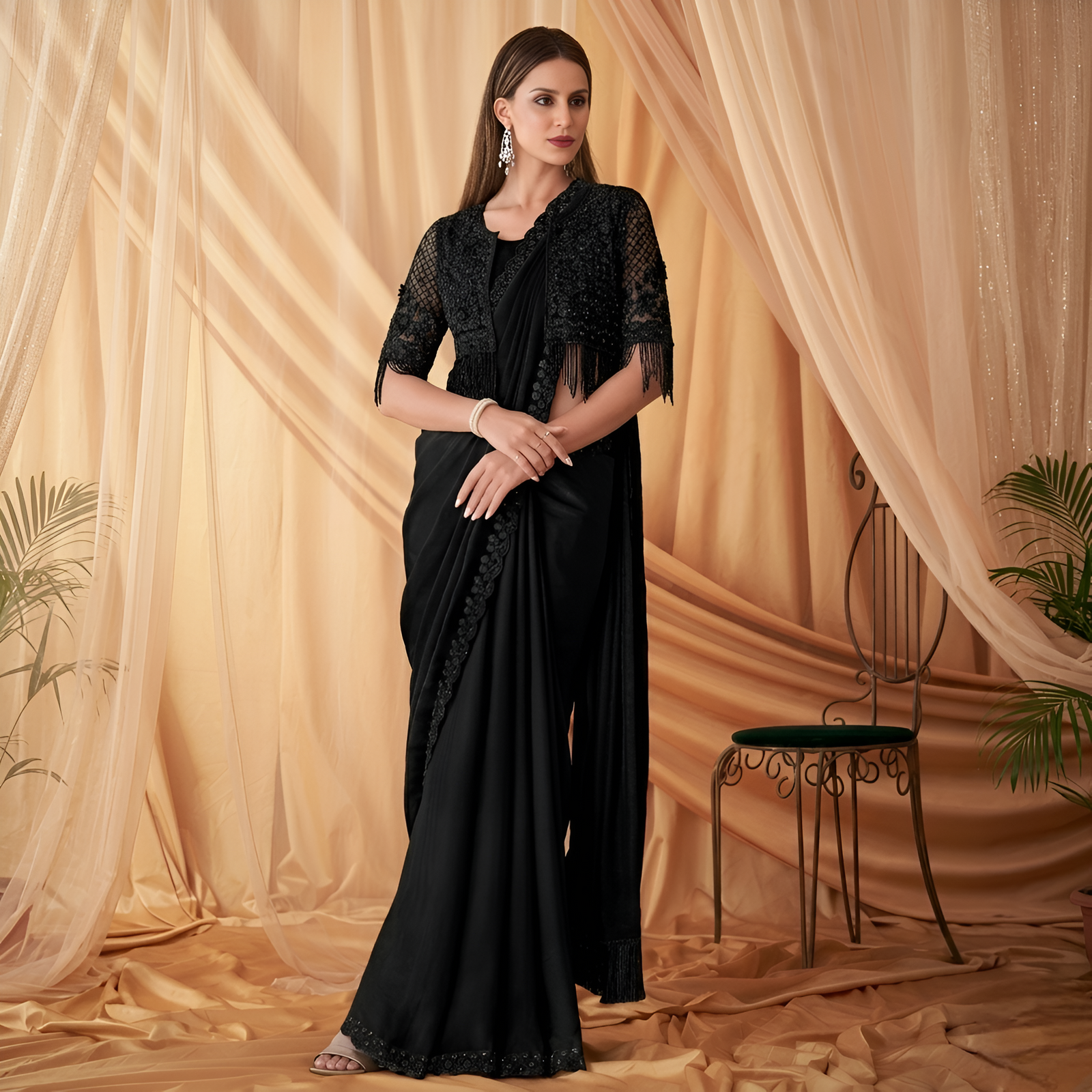 Shimmer Satin Georgette Saree