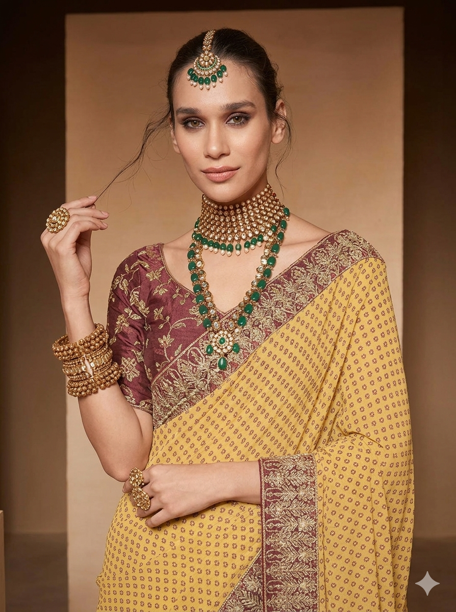 Georgette Saree with Designer Embroidery Blouse