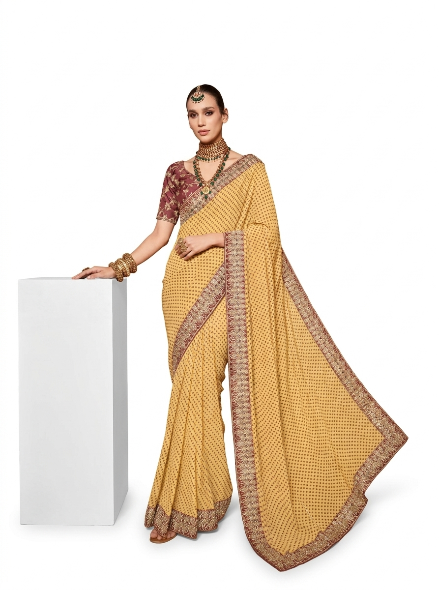 Georgette Saree with Designer Embroidery Blouse