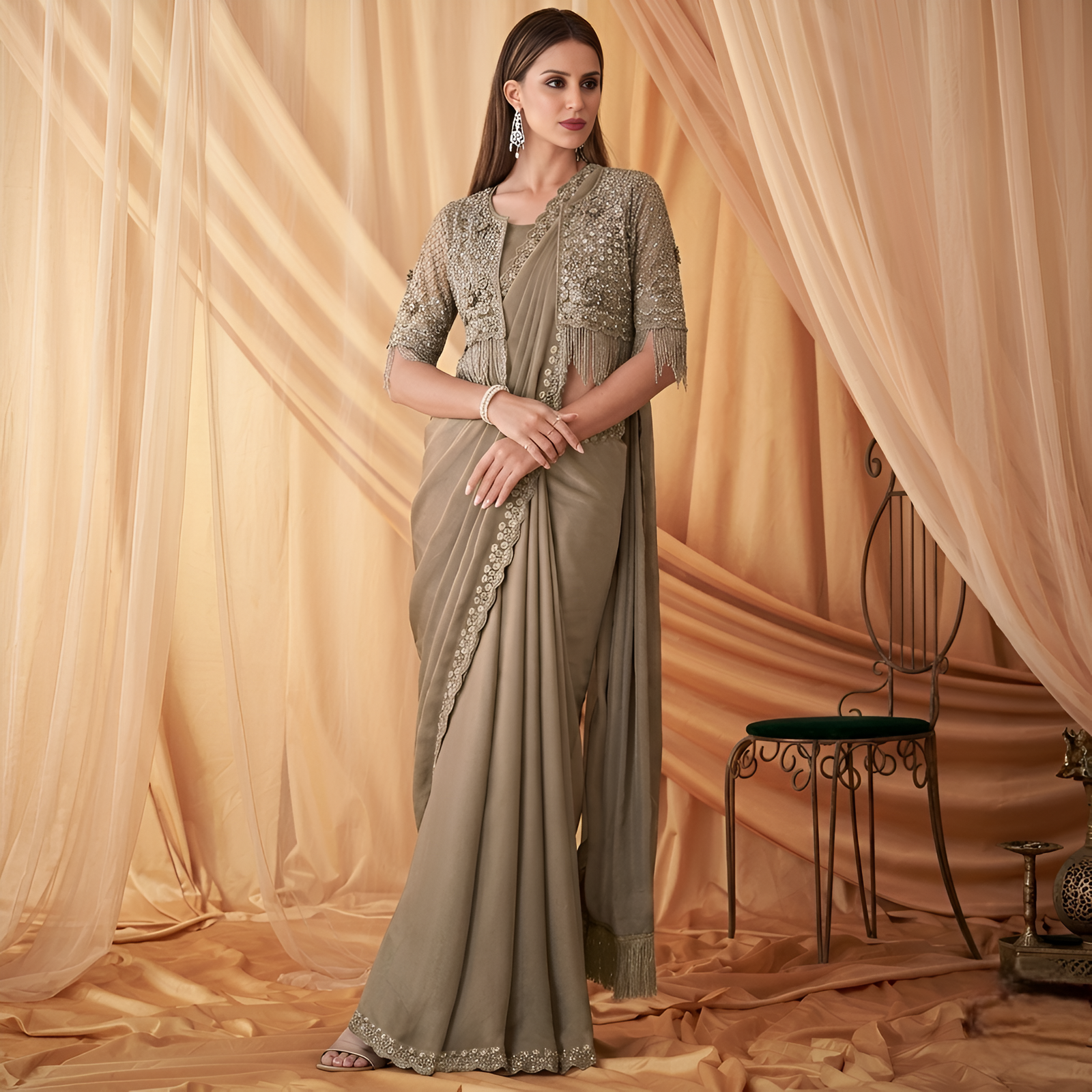 Sparkling Satin Georgette Saree