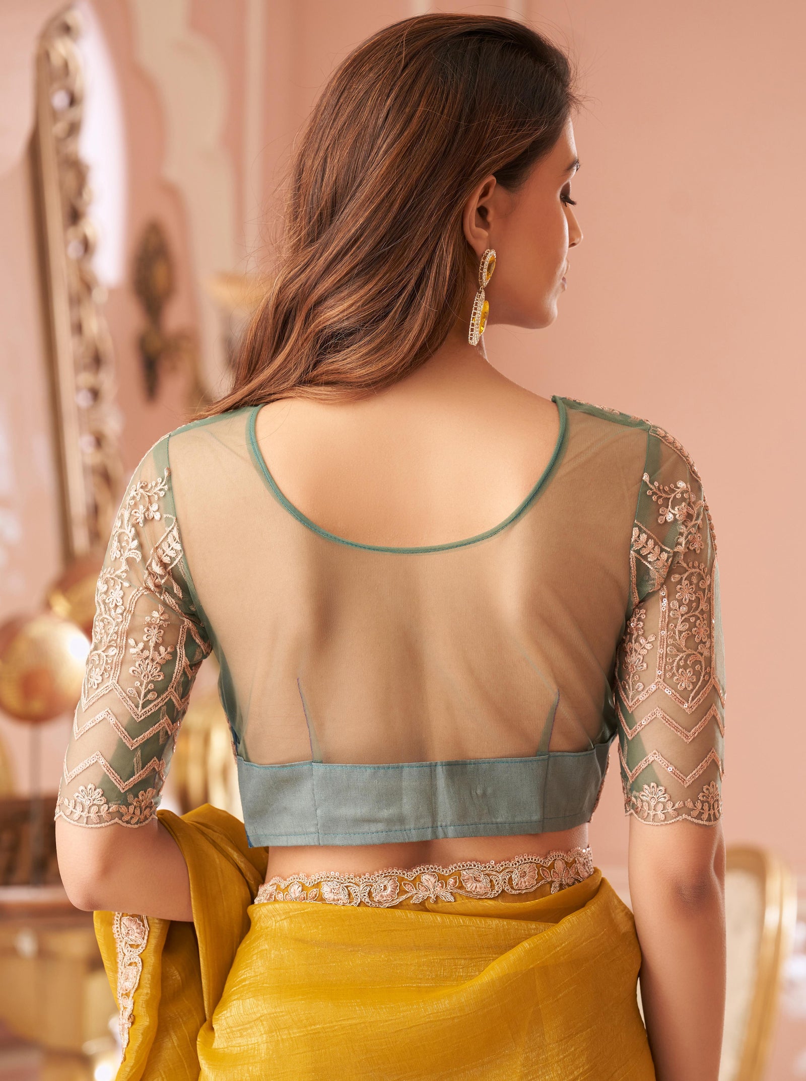Yellow Solid Poly Georgette Saree with Poly Georgette Blouse