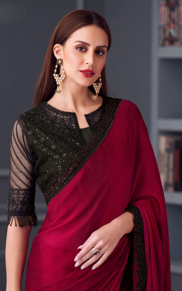 Midas Touch Satin Chiffon Saree