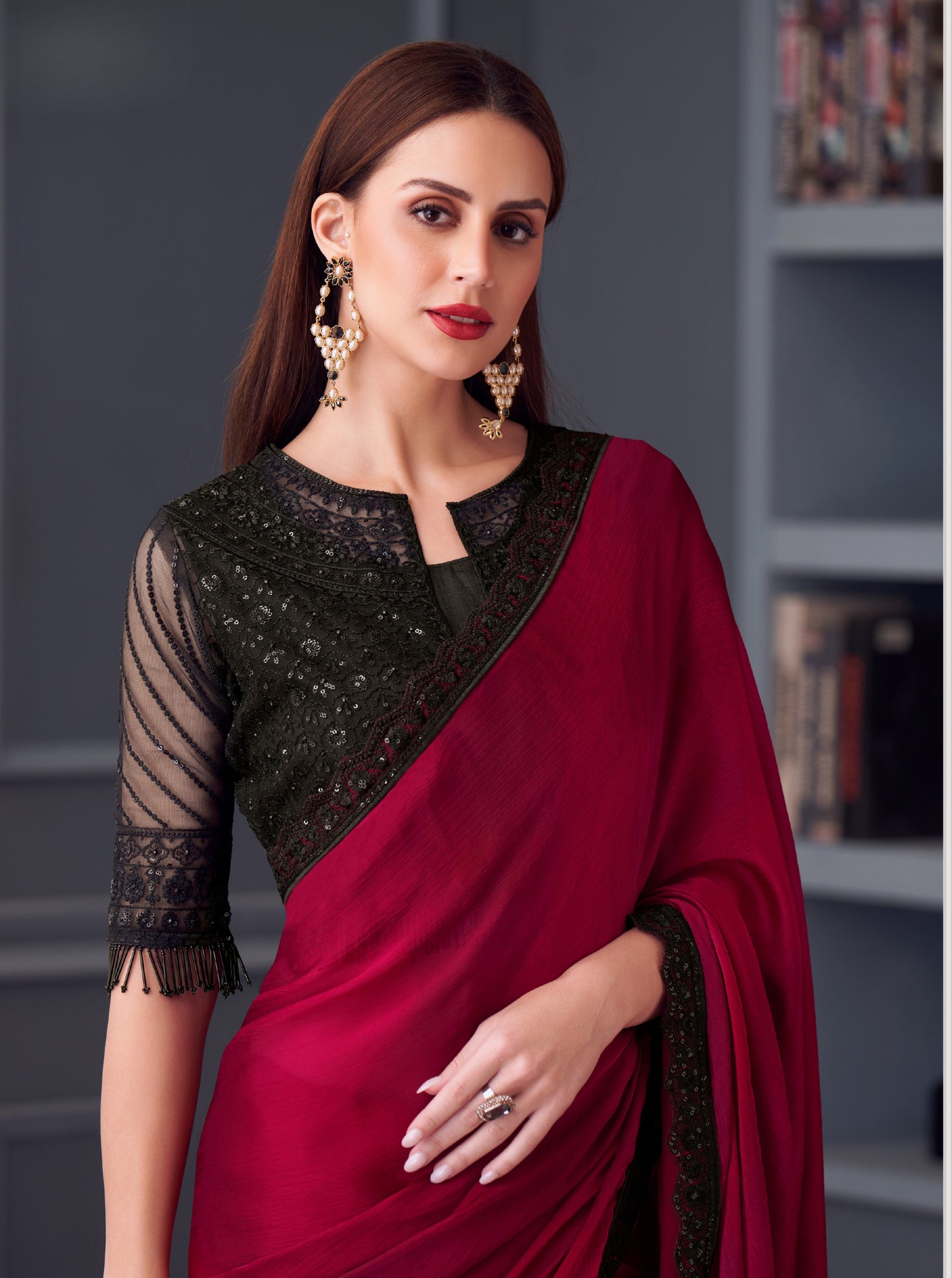 Midas Touch Satin Chiffon Saree