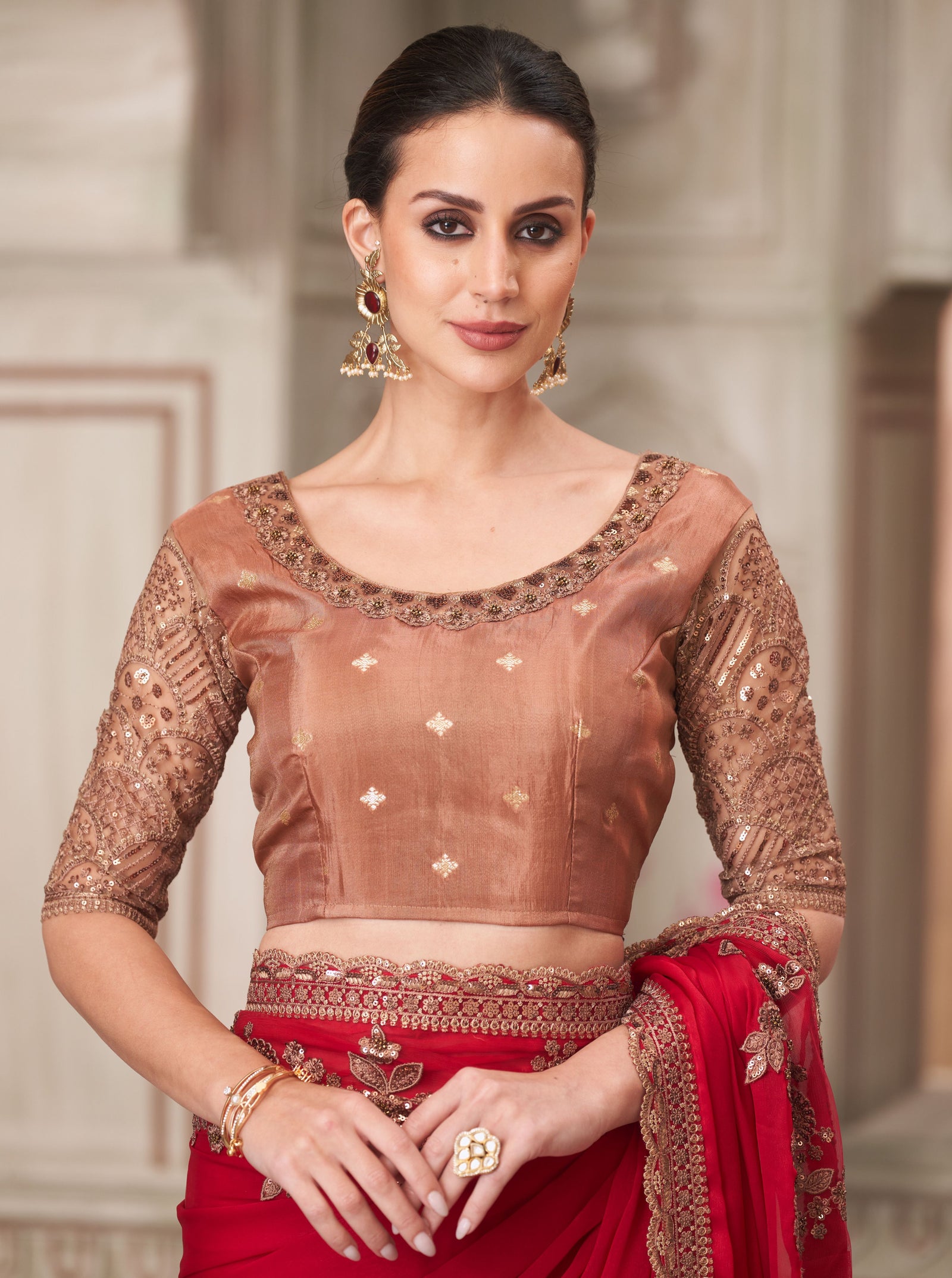 Cherry Blossom Satin & Pure Silk Blouse