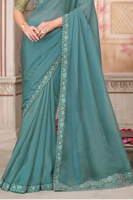 Rainbow Georgette Silk Saree with Tussar Silk Blouse