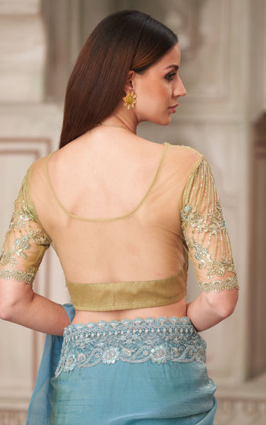 Rainbow Georgette Silk Saree with Tussar Silk Blouse