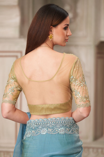 Rainbow Georgette Silk Saree with Tussar Silk Blouse