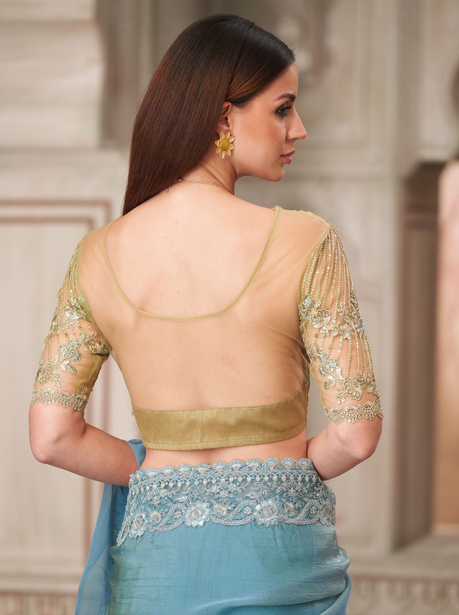 Rainbow Georgette Silk Saree with Tussar Silk Blouse