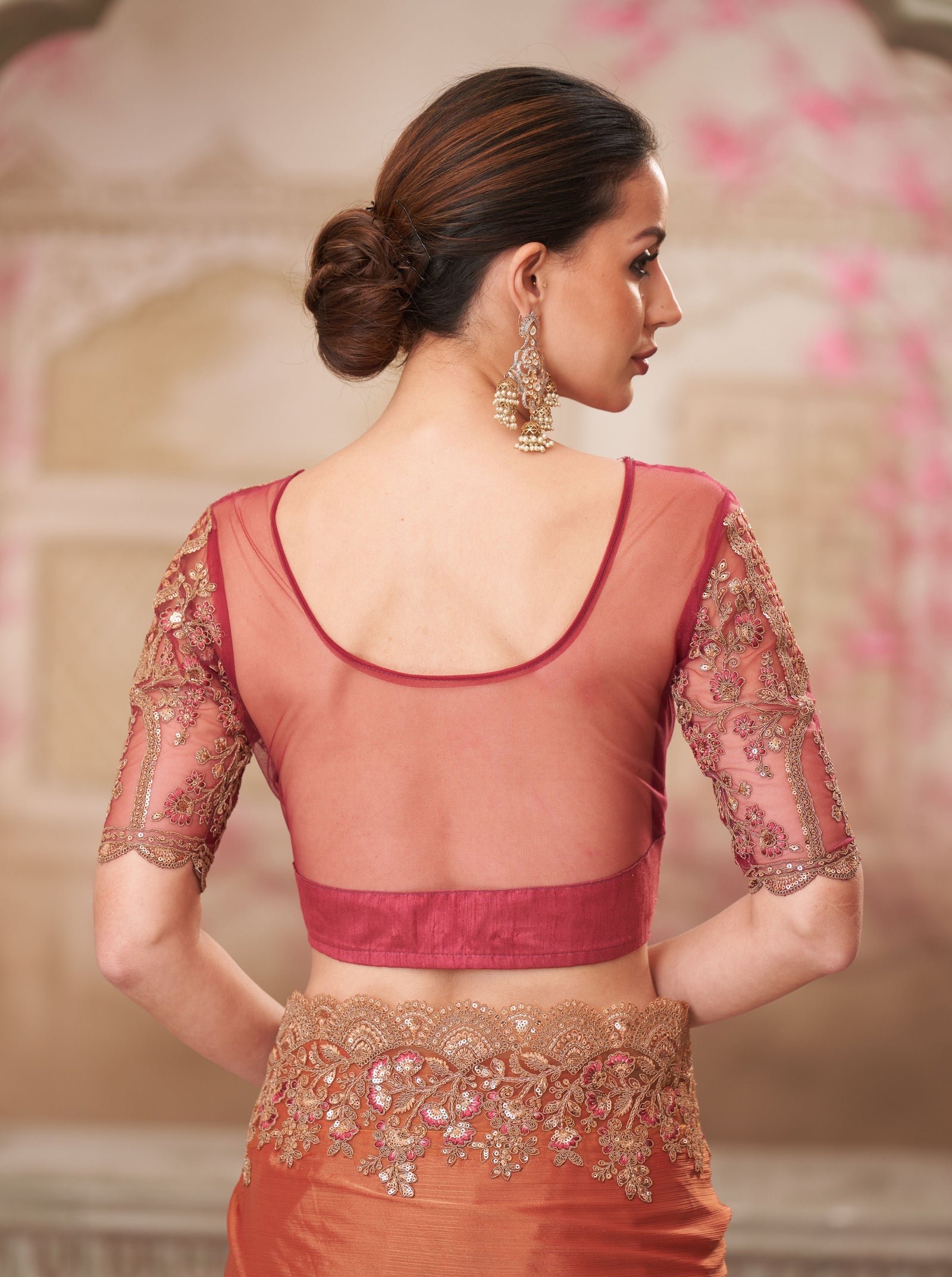 Gold Shine Chiffon Silk Saree with Tussar Silk Blouse