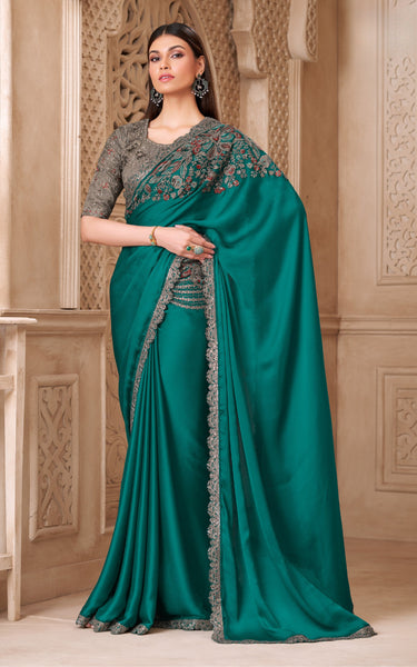 Fiona Satin Silk Saree with Tussar Silk Blouse