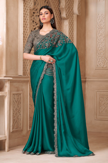 Fiona Satin Silk Saree with Tussar Silk Blouse