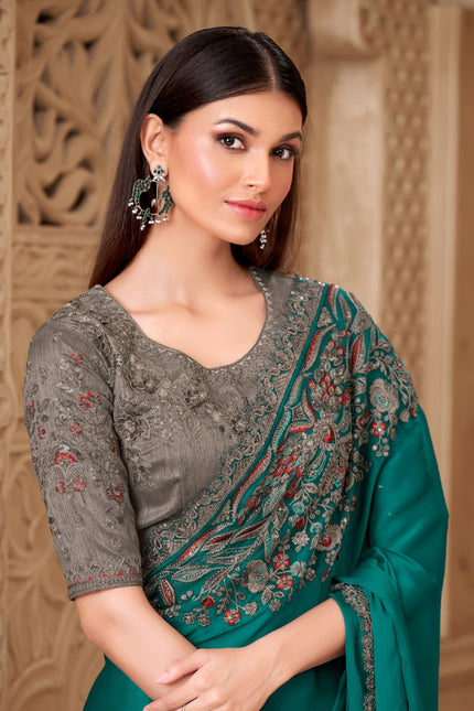 Fiona Satin Silk Saree with Tussar Silk Blouse