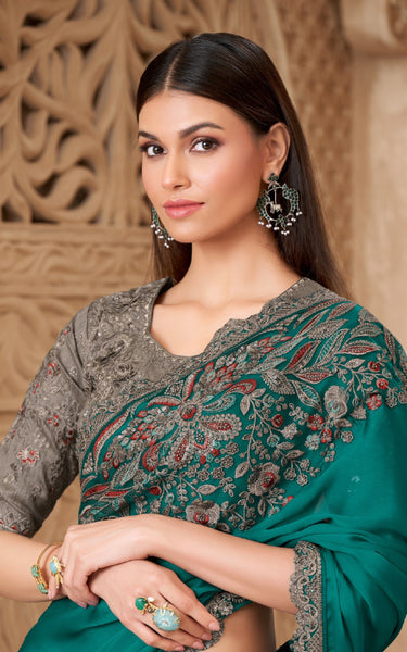 Fiona Satin Silk Saree with Tussar Silk Blouse