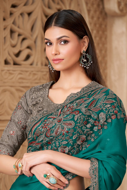 Fiona Satin Silk Saree with Tussar Silk Blouse