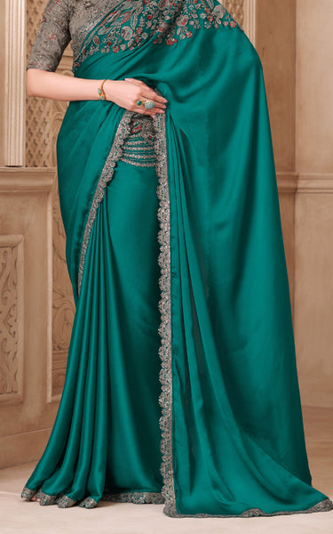 Fiona Satin Silk Saree with Tussar Silk Blouse