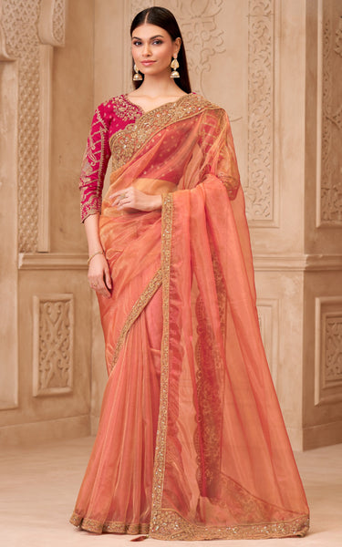 Gold Sparkle Georgette Silk Saree