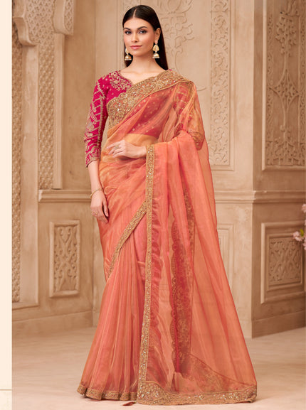 Gold Sparkle Georgette Silk Saree