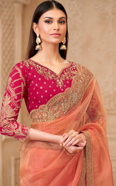 Gold Sparkle Georgette Silk Saree