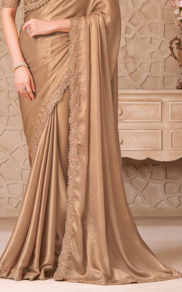 Gold Shimmer Satin Georgette Saree