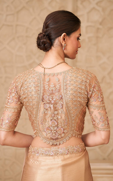 Gold Shimmer Satin Georgette Saree