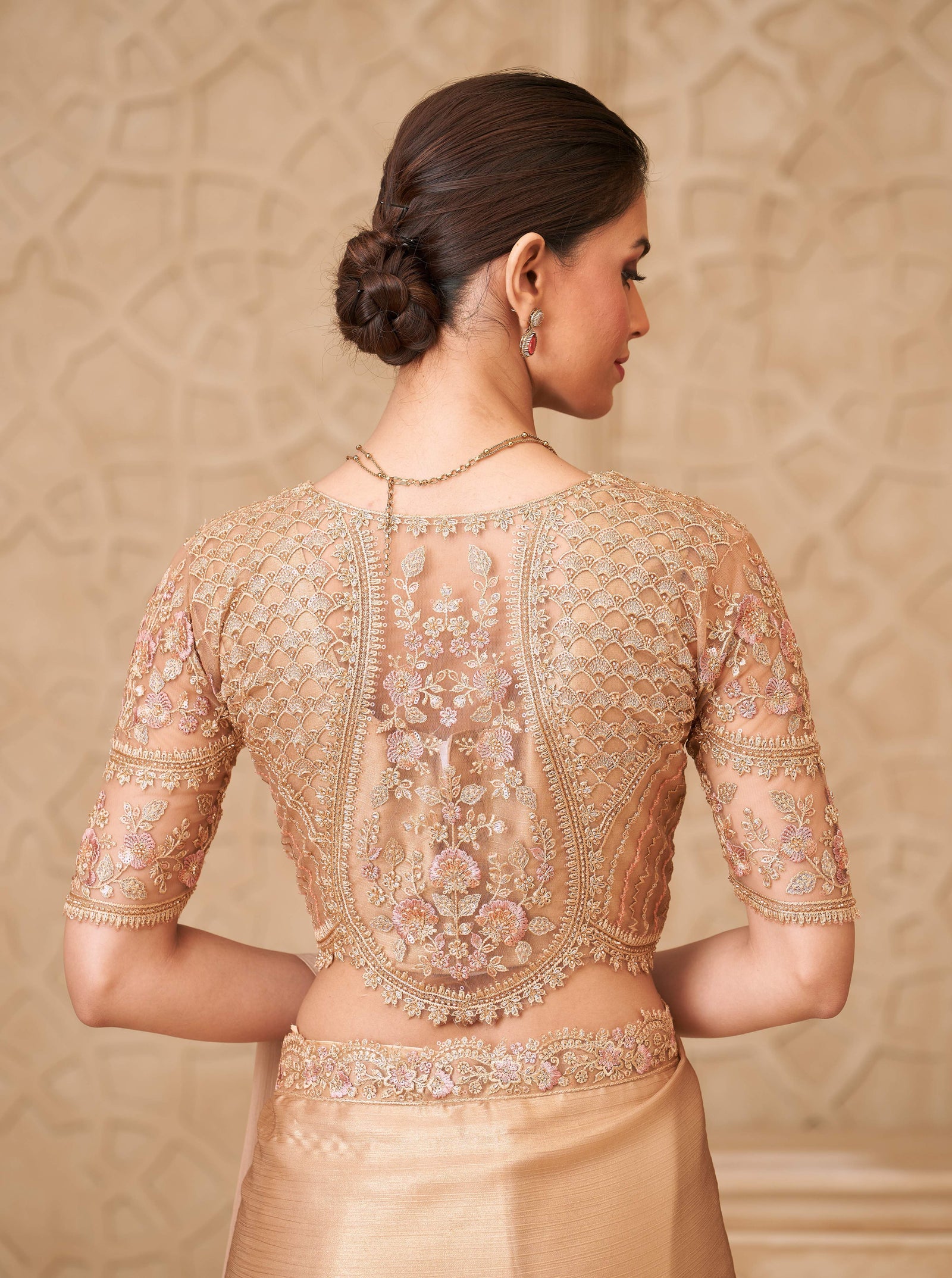 Gold Shimmer Satin Georgette Saree