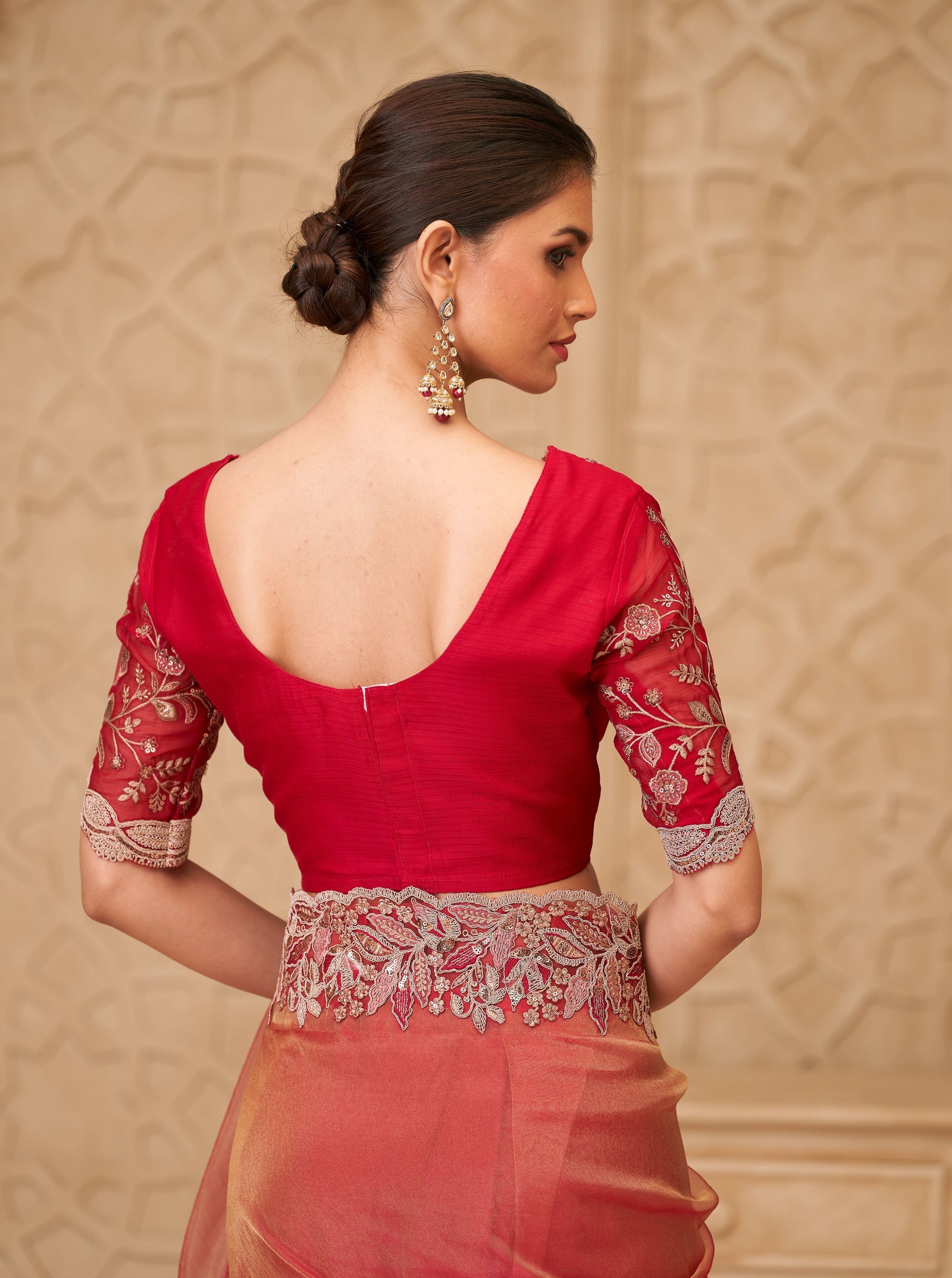 Gold Sparkle Georgette Silk Saree with Satin Silk Blouse