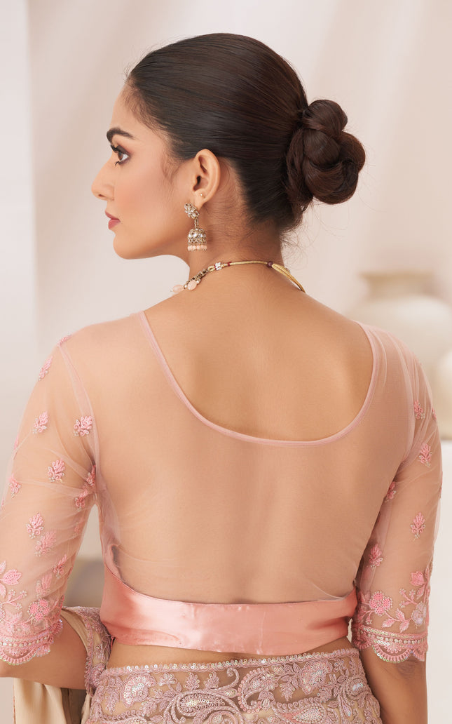 Gold Solid Poly Chiffon Saree with Satin Blouse