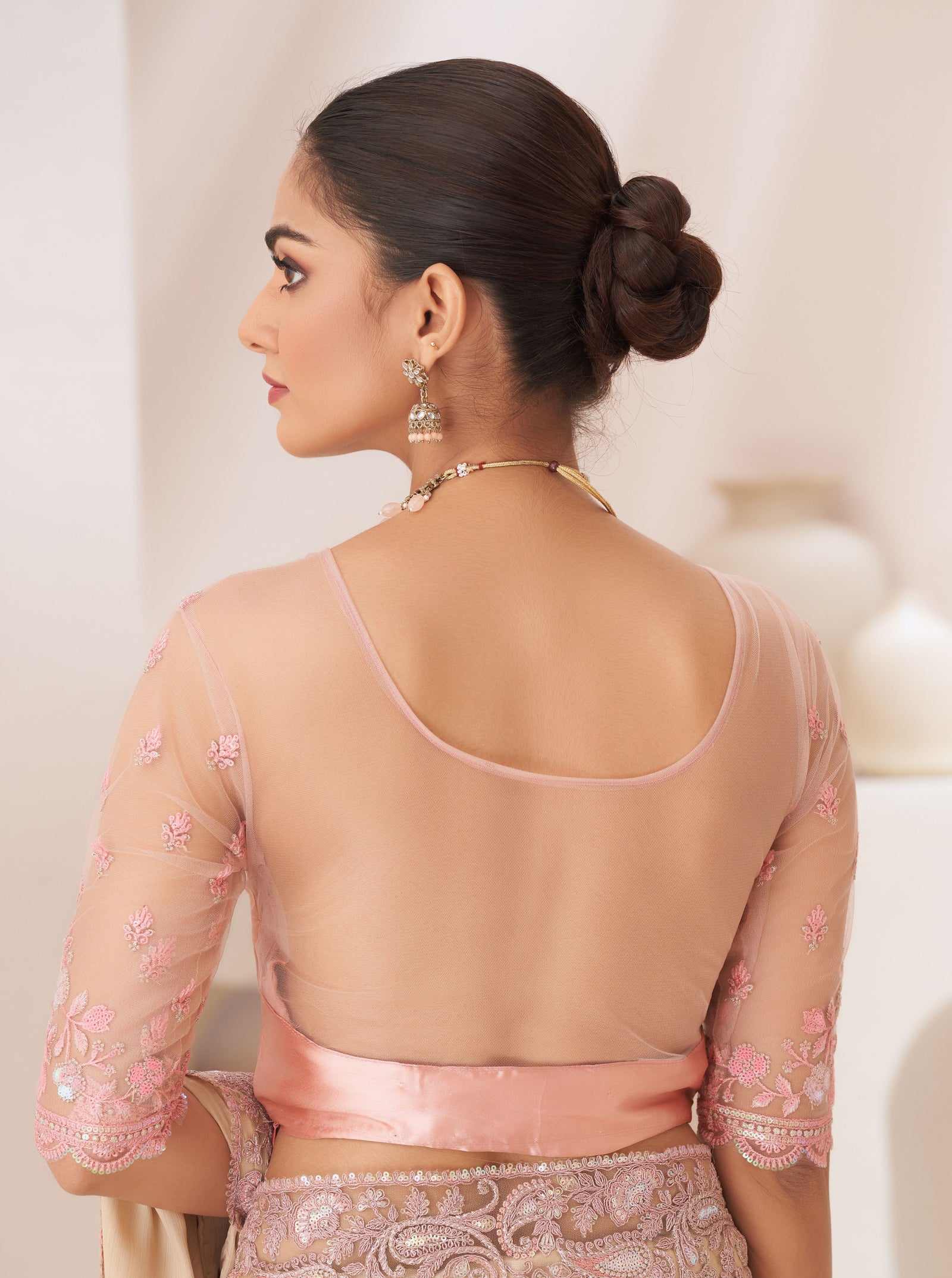 Gold Solid Poly Chiffon Saree with Satin Blouse