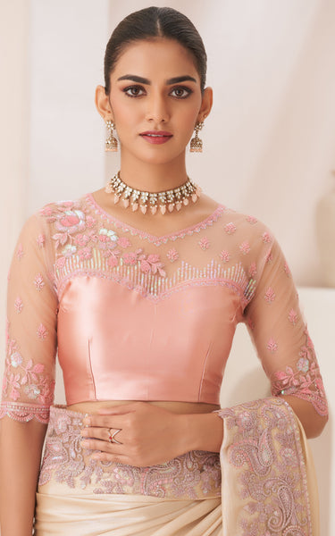 Gold Solid Poly Chiffon Saree with Satin Blouse