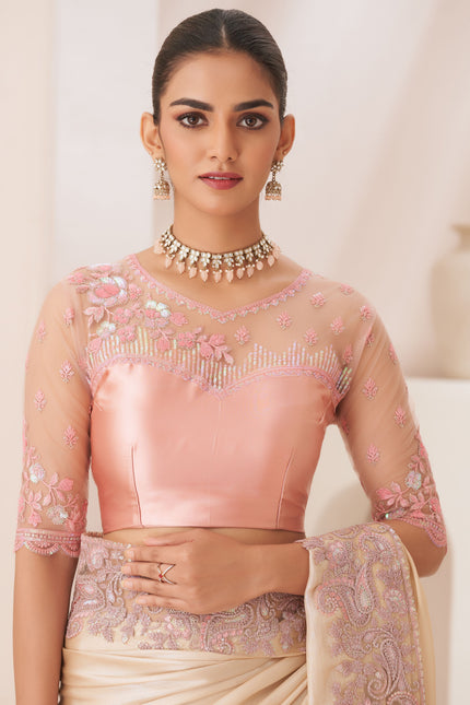 Gold Solid Poly Chiffon Saree with Satin Blouse