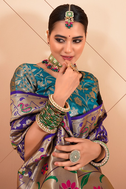 Paithani Silk Saree (Blue)