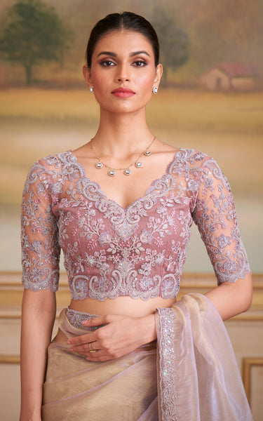 Gold Solid Poly Georgette Saree with Poly Silk Blouse