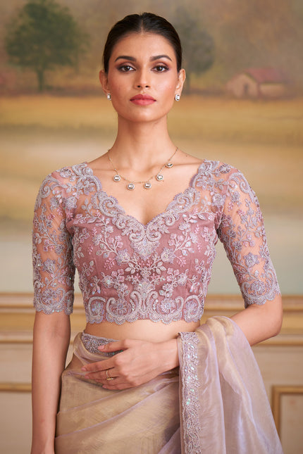 Gold Solid Poly Georgette Saree with Poly Silk Blouse