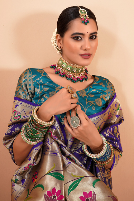 Paithani Silk Saree (Blue)