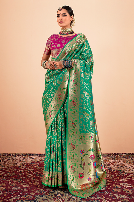 Paithani Silk Saree (Green)