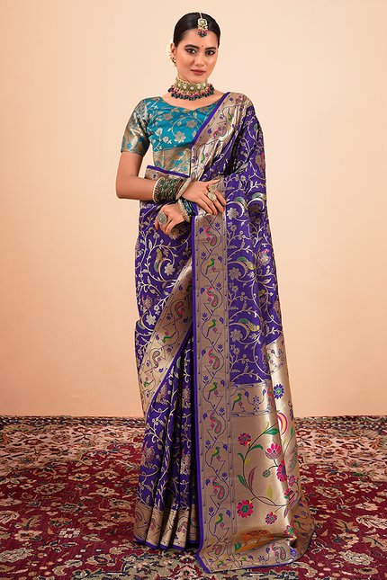 Paithani Silk Saree (Blue)