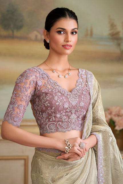 Gold Solid Poly Georgette Saree with Poly Silk Blouse