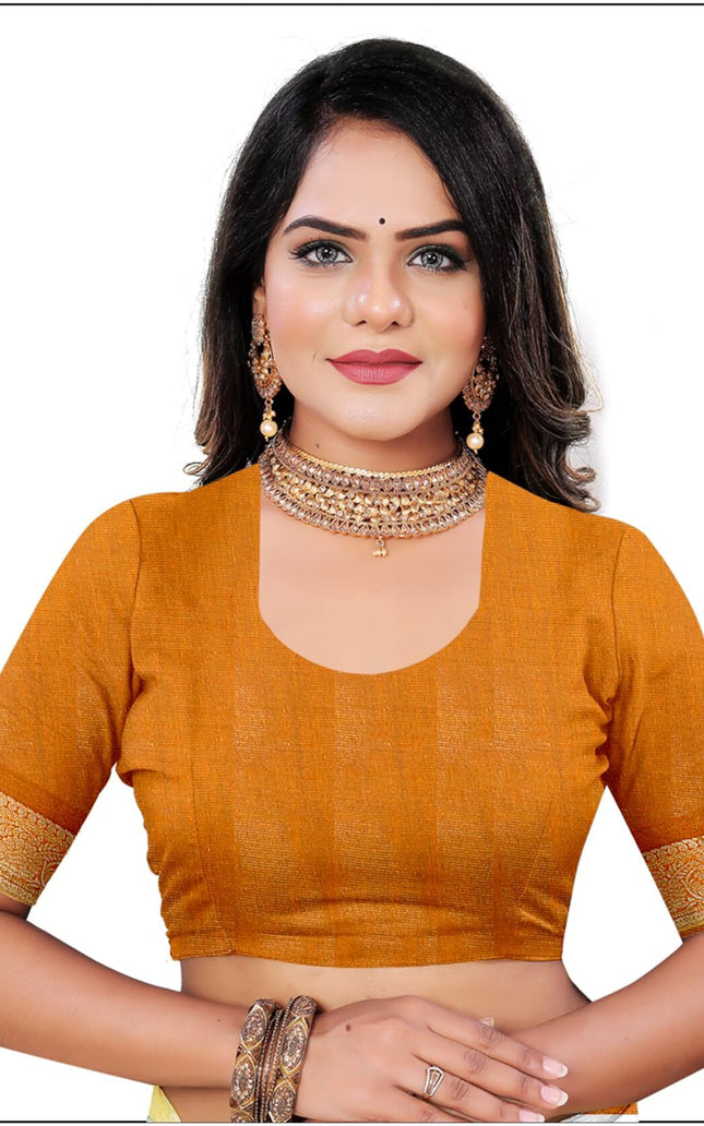 Women's Cotton Silk Plain Saree Having Contrast Weaving Zari Border with Blouse Piece, Saree for Women