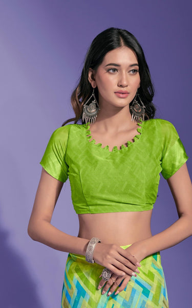 Geometric Print Daily Wear Chiffon Saree (Multicolor)