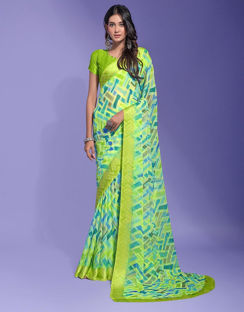 Geometric Print Daily Wear Chiffon Saree (Multicolor)
