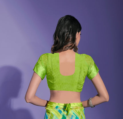 Geometric Print Daily Wear Chiffon Saree (Multicolor)